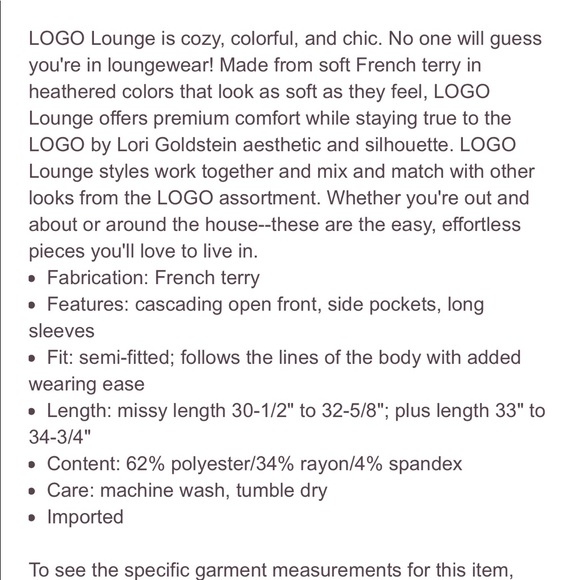 LOGO Lori Goldstein Lounge drape front cardigan - Picture 4 of 4